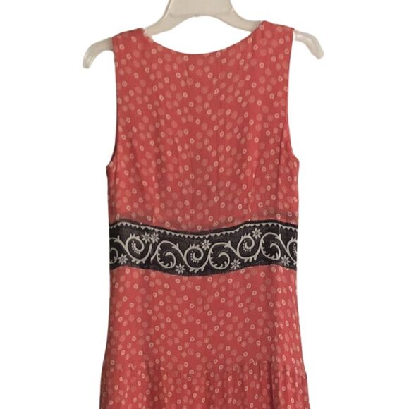 Charter Club Silk Maxi Dress Womens Sz 10 Salmon Brown Boho Tiered V-neck Lined - Picture 9 of 16